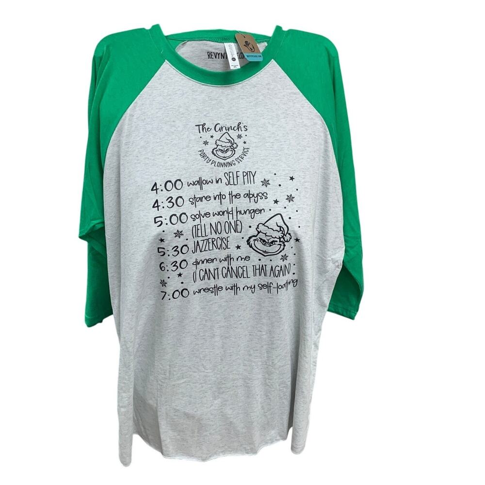 New Hand Printed Womens 3XL The Grinch's Party Planning Service Long Sleeve Tee - Picture 1 of 4